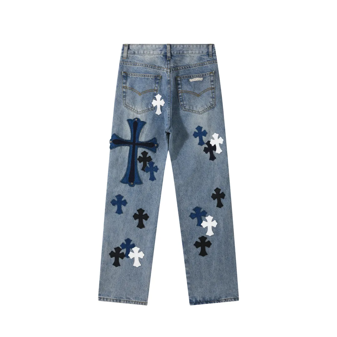 P300 💰 (Top version) [New] Chrome hearts Chrome hearts The vintage texture is reproduced vividly. Special Italian cowhide is carefully printed and then cut accurately, paired with custom-made sheepskin, and is delicately pasted with three layers of thick lines. The unique overall splicing is combined with heavy water washing and dyeing techniques, and the details show a unique sense of design.  Its three-dimensional cutting version is loose and comfortable, not flattering on your body shape, and has a first-class effect of making you taller and slimmer. The factory has exquisite craftsmanship and the original factory has strict quality control.  Color: blue Size: 28-30-32-34-36 (corresponds to S-M-L-XL-XXL)